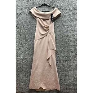NWT Xscape Ruffled Off the Shoulder Evening Maxi Dress Blush 3008X Womens Size 6